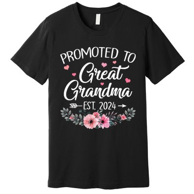 Promoted To Great Grandma Est 2024 First Time New Grandma Premium T-Shirt