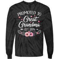 Promoted To Great Grandma Est 2024 First Time New Grandma Tie-Dye Long Sleeve Shirt