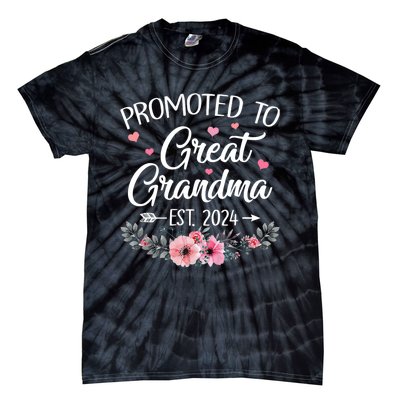 Promoted To Great Grandma Est 2024 First Time New Grandma Tie-Dye T-Shirt