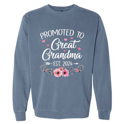 Promoted To Great Grandma Est 2024 First Time New Grandma Garment-Dyed Sweatshirt