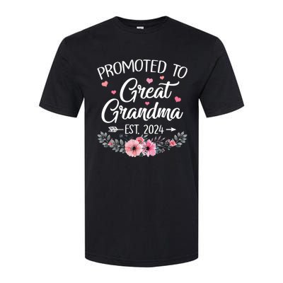 Promoted To Great Grandma Est 2024 First Time New Grandma Softstyle CVC T-Shirt