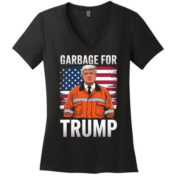 Proud Trump Garbage Supporter Garbage For Trump Garbage Women's V-Neck T-Shirt