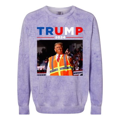 President Trump Garbage Truck Worker Vest Maga 2025 Colorblast Crewneck Sweatshirt