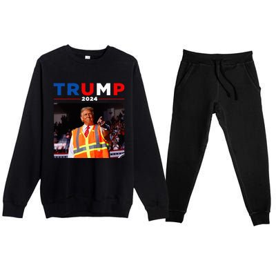 President Trump Garbage Truck Worker Vest Maga 2025 Premium Crewneck Sweatsuit Set