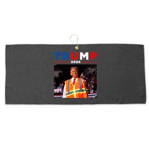 President Trump Garbage Truck Worker Vest Maga 2025 Large Microfiber Waffle Golf Towel