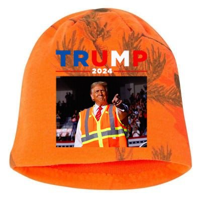 President Trump Garbage Truck Worker Vest Maga 2025 Kati - Camo Knit Beanie