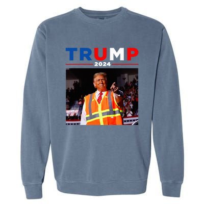 President Trump Garbage Truck Worker Vest Maga 2025 Garment-Dyed Sweatshirt