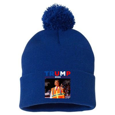 President Trump Garbage Truck Worker Vest Maga 2025 Pom Pom 12in Knit Beanie