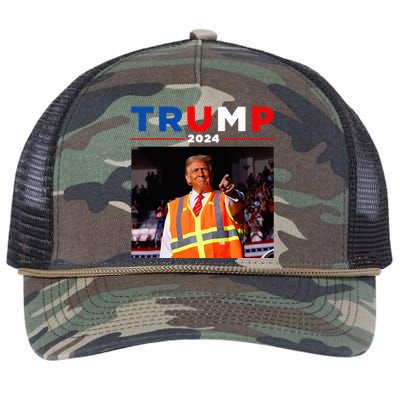 President Trump Garbage Truck Worker Vest Maga 2025 Retro Rope Trucker Hat Cap