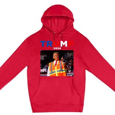 President Trump Garbage Truck Worker Vest Maga 2025 Premium Pullover Hoodie