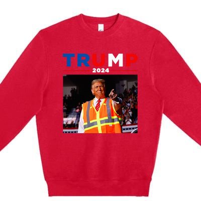 President Trump Garbage Truck Worker Vest Maga 2025 Premium Crewneck Sweatshirt