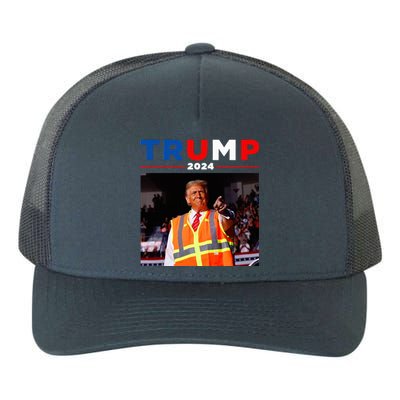 President Trump Garbage Truck Worker Vest Maga 2025 Yupoong Adult 5-Panel Trucker Hat