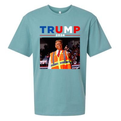 President Trump Garbage Truck Worker Vest Maga 2025 Sueded Cloud Jersey T-Shirt