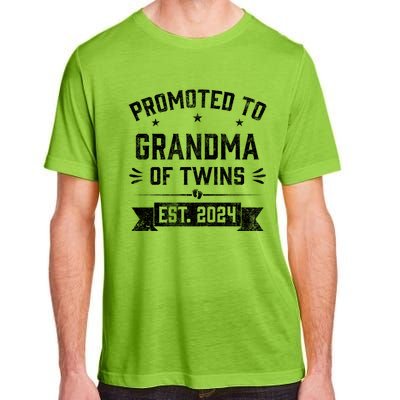 Promoted To Grandma Of Twins Est 2024 Twin Baby Shower Gifts Adult ChromaSoft Performance T-Shirt