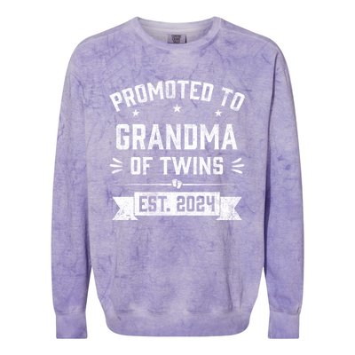 Promoted To Grandma Of Twins Est 2024 Twin Baby Shower Gifts Colorblast Crewneck Sweatshirt