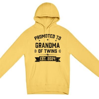 Promoted To Grandma Of Twins Est 2024 Twin Baby Shower Gifts Premium Pullover Hoodie