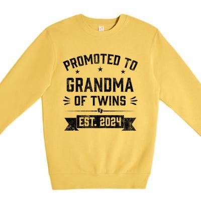 Promoted To Grandma Of Twins Est 2024 Twin Baby Shower Gifts Premium Crewneck Sweatshirt