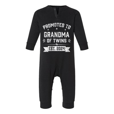 Promoted To Grandma Of Twins Est 2024 Twin Baby Shower Gifts Infant Fleece One Piece