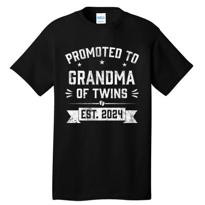 Promoted To Grandma Of Twins Est 2024 Twin Baby Shower Gifts Tall T-Shirt