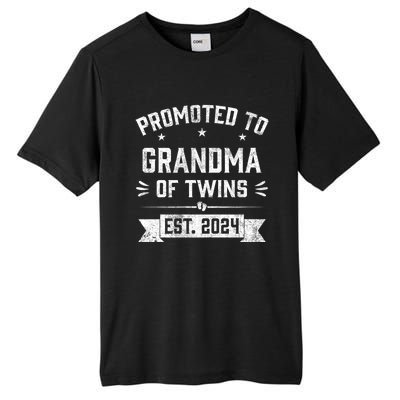 Promoted To Grandma Of Twins Est 2024 Twin Baby Shower Gifts Tall Fusion ChromaSoft Performance T-Shirt