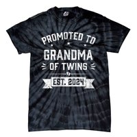 Promoted To Grandma Of Twins Est 2024 Twin Baby Shower Gifts Tie-Dye T-Shirt