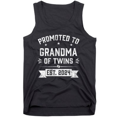 Promoted To Grandma Of Twins Est 2024 Twin Baby Shower Gifts Tank Top