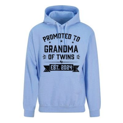 Promoted To Grandma Of Twins Est 2024 Twin Baby Shower Gifts Unisex Surf Hoodie