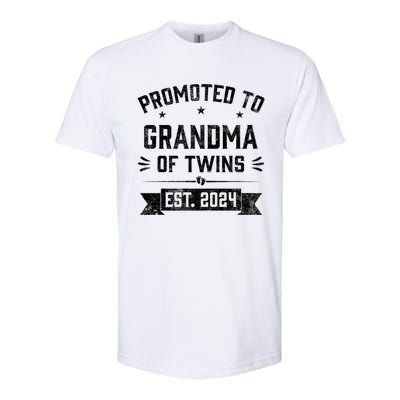 Promoted To Grandma Of Twins Est 2024 Twin Baby Shower Gifts Softstyle CVC T-Shirt