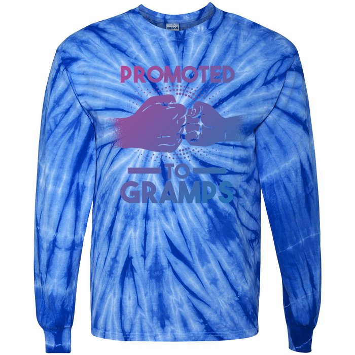 Promoted To Gramps Grandpa Cool Gift Tie-Dye Long Sleeve Shirt