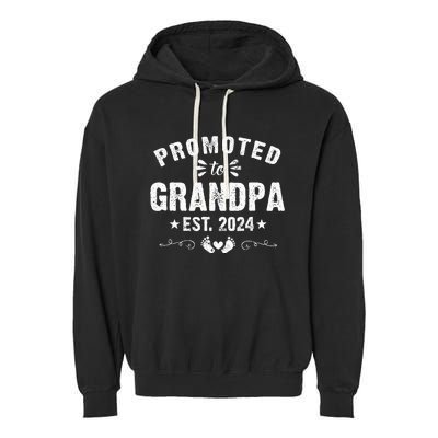 Promoted To Grandpa 2024 SoonToBe Grandfather New Grandpa Garment-Dyed Fleece Hoodie