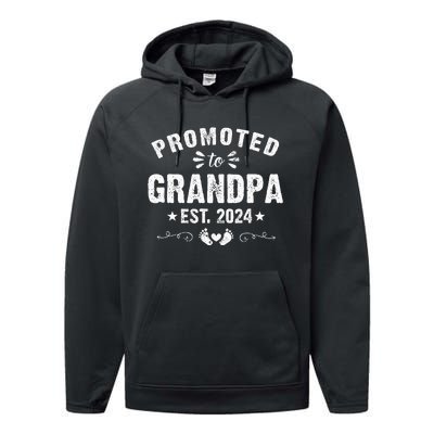 Promoted To Grandpa 2024 SoonToBe Grandfather New Grandpa Performance Fleece Hoodie