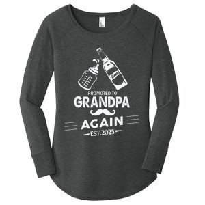 Promoted To Grandpa Again 2025 Pregnancy Announcement Women's Perfect Tri Tunic Long Sleeve Shirt