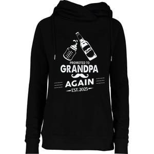 Promoted To Grandpa Again 2025 Pregnancy Announcement Womens Funnel Neck Pullover Hood