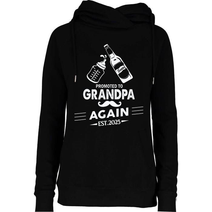 Promoted To Grandpa Again 2025 Pregnancy Announcement Womens Funnel Neck Pullover Hood