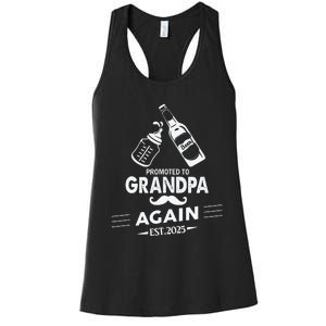 Promoted To Grandpa Again 2025 Pregnancy Announcement Women's Racerback Tank