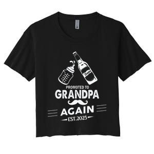 Promoted To Grandpa Again 2025 Pregnancy Announcement Women's Crop Top Tee