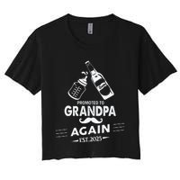 Promoted To Grandpa Again 2025 Pregnancy Announcement Women's Crop Top Tee