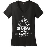 Promoted To Grandpa Again 2025 Pregnancy Announcement Women's V-Neck T-Shirt