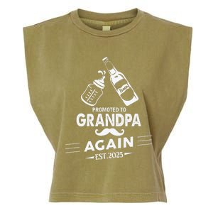 Promoted To Grandpa Again 2025 Pregnancy Announcement Garment-Dyed Women's Muscle Tee