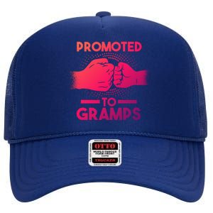 Promoted To Gramps Grandpa Cool Gift High Crown Mesh Back Trucker Hat