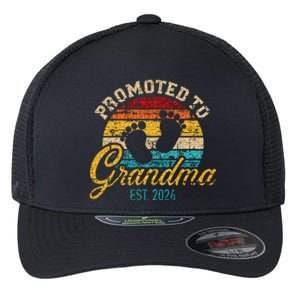 Promoted To Grandma Est 24 Flower Mothers Day New Grandma Flexfit Unipanel Trucker Cap