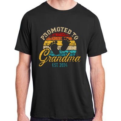 Promoted To Grandma Est 24 Flower Mothers Day New Grandma Adult ChromaSoft Performance T-Shirt