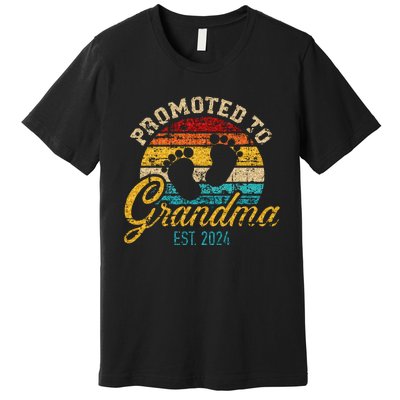 Promoted To Grandma Est 24 Flower Mothers Day New Grandma Premium T-Shirt