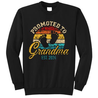 Promoted To Grandma Est 24 Flower Mothers Day New Grandma Tall Sweatshirt