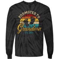 Promoted To Grandma Est 24 Flower Mothers Day New Grandma Tie-Dye Long Sleeve Shirt