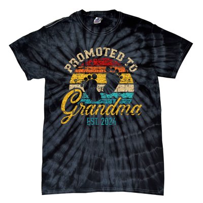 Promoted To Grandma Est 24 Flower Mothers Day New Grandma Tie-Dye T-Shirt