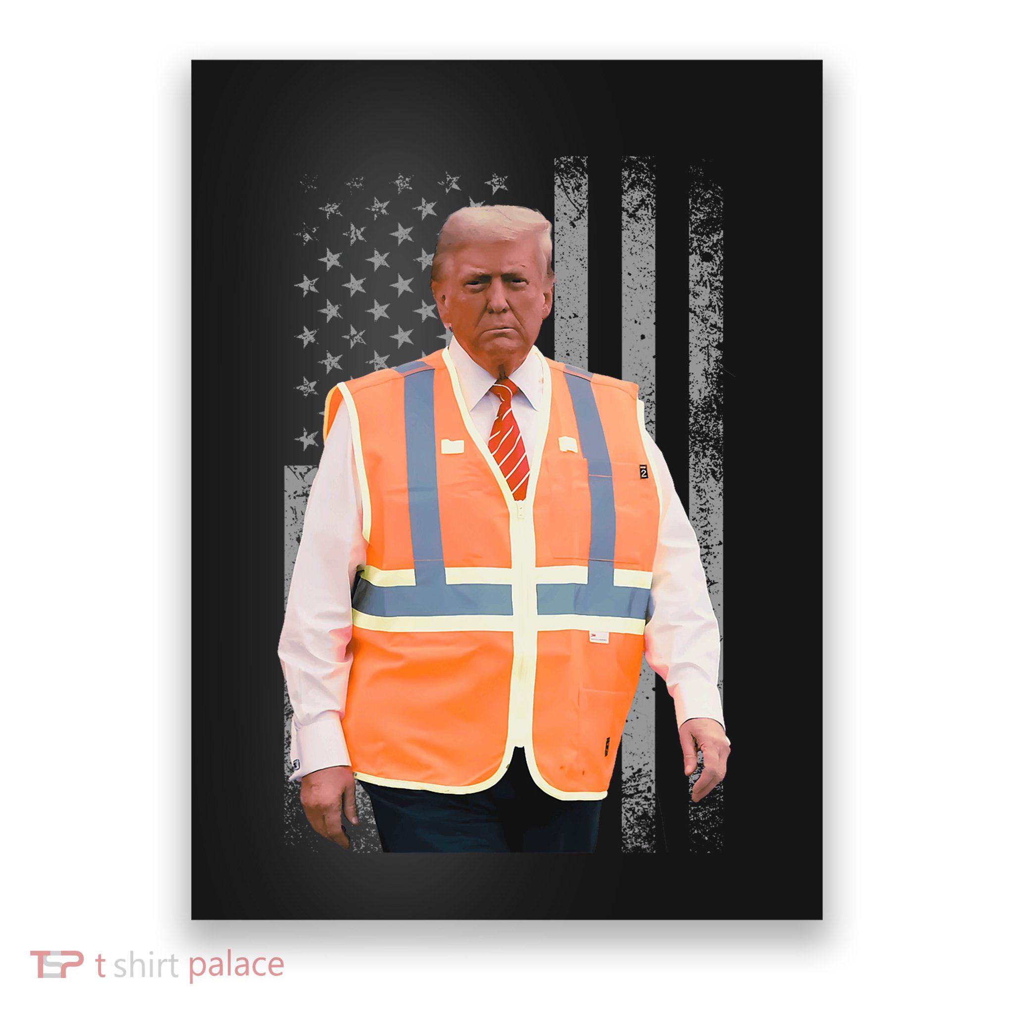 President Trump Garbage Truck Worker Vest Usa Flag Maga 2025 Poster