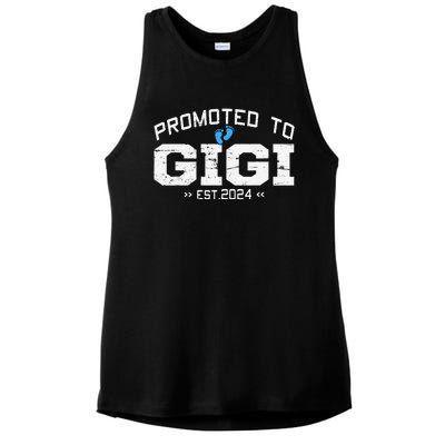 Promoted To Gigi Est 2024 Mothers Day First Time Mom Ladies PosiCharge Tri-Blend Wicking Tank