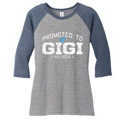 Promoted To Gigi Est 2024 Mothers Day First Time Mom Women's Tri-Blend 3/4-Sleeve Raglan Shirt