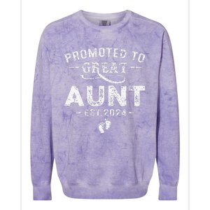 Promoted To Great Aunt 2024 Mothers Day First Time Mom Colorblast Crewneck Sweatshirt